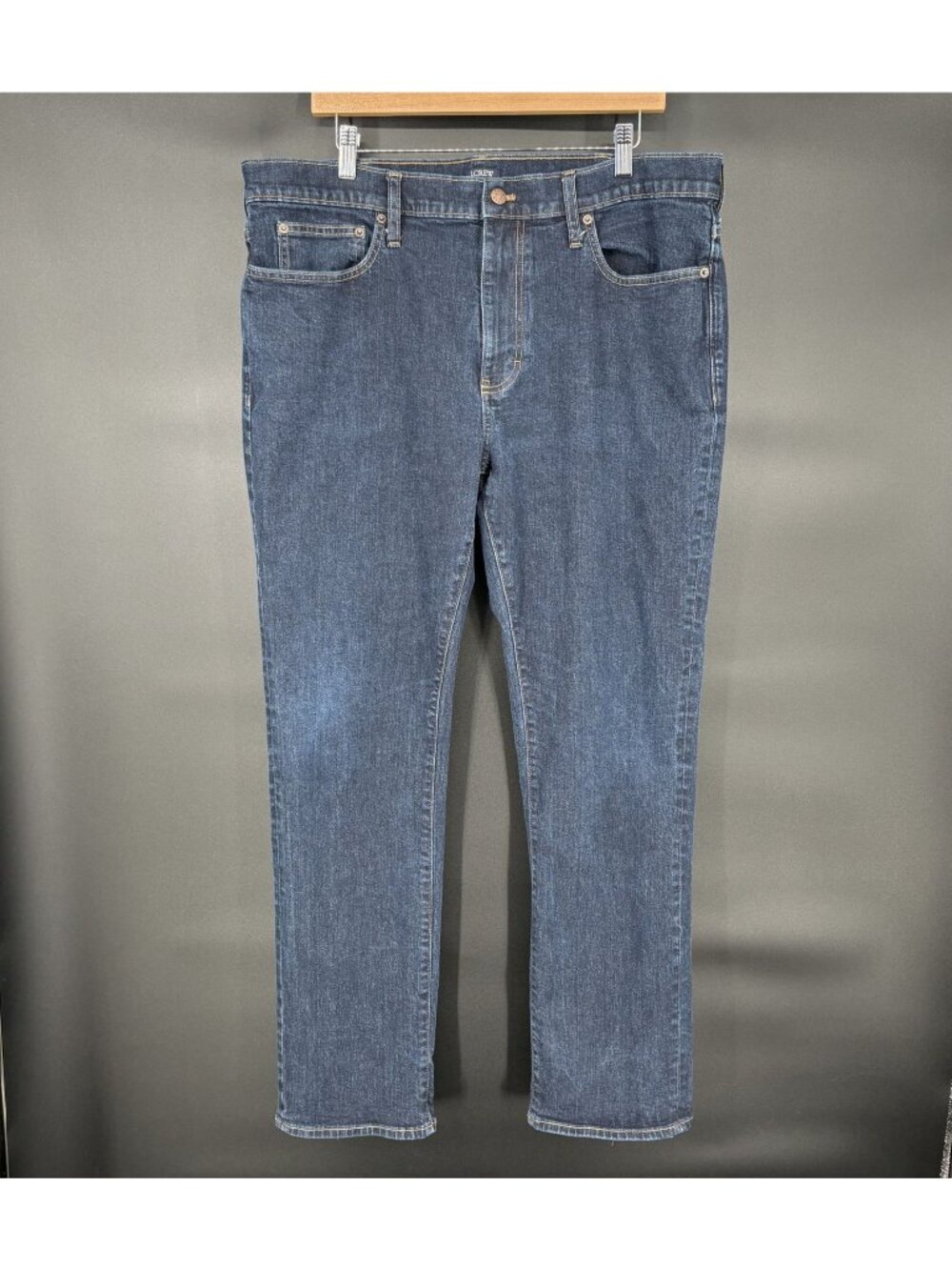 J.Crew Mens Straight-Fit Jean in Signature Flex 38x32 Dark Wash Stretch Classic